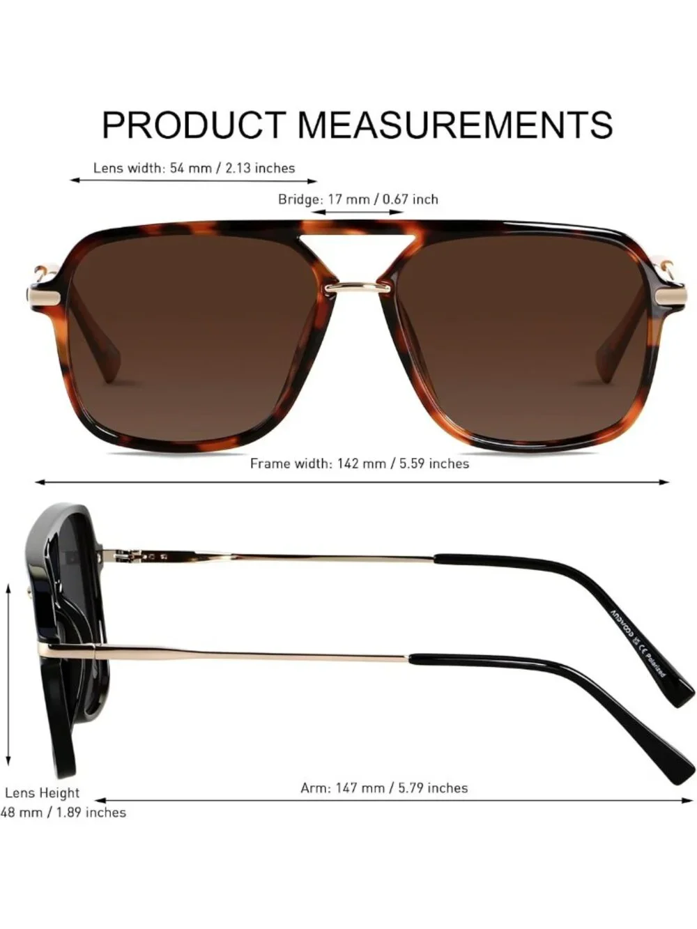 Polarized Retro Aviator Sunglasses for Women & Men | Stylish Square Pilot Shades